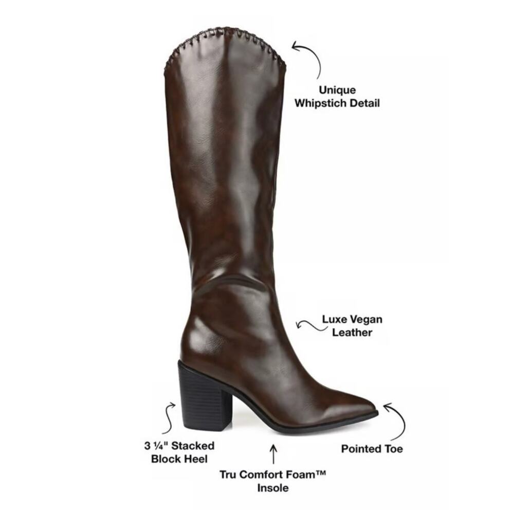 Journee Collection Daria Knee High Western Boots Size 9 XWC (Extra Wide Calf) - Picture 9 of 12